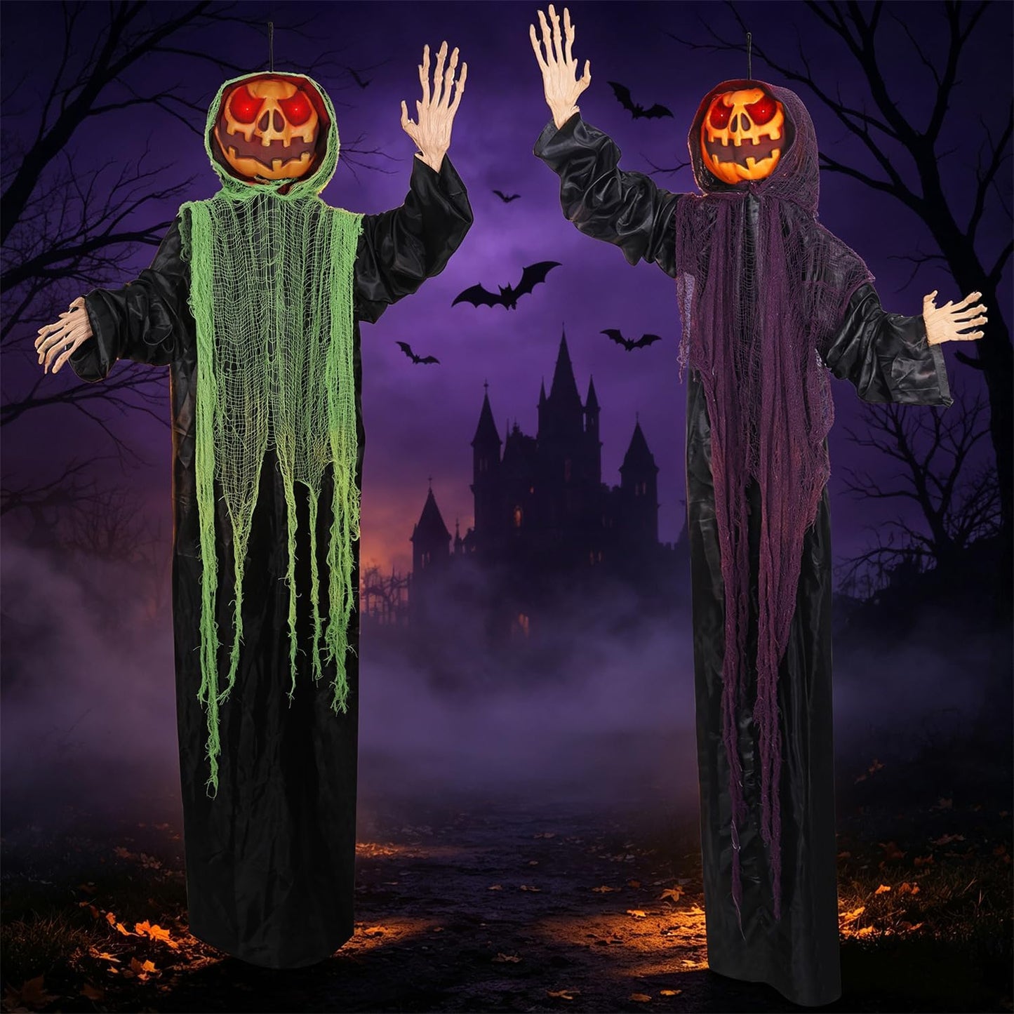 yosager Paquete de 2 decoraciones de Halloween, hombres de calabaza...