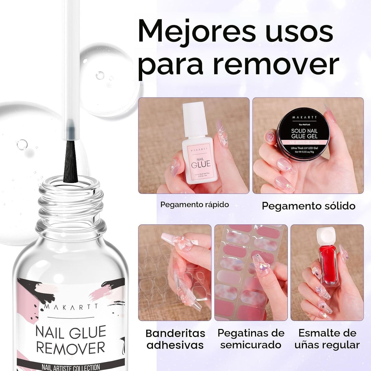 Makartt Removedor de pegamento para uñas a presión, 1.06 onzas líqu...