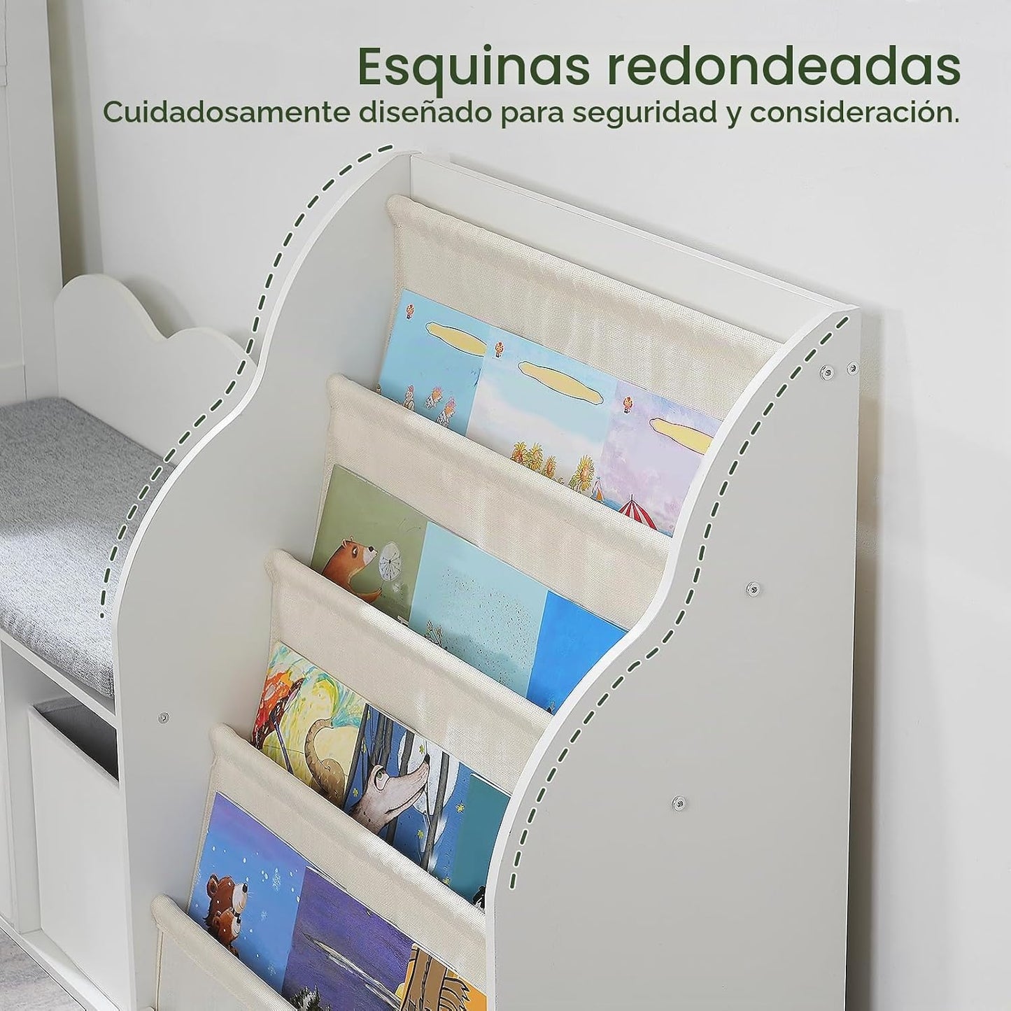 CHOEZON Estantería para niños de 66.9 pulgadas con rincón de lectur...