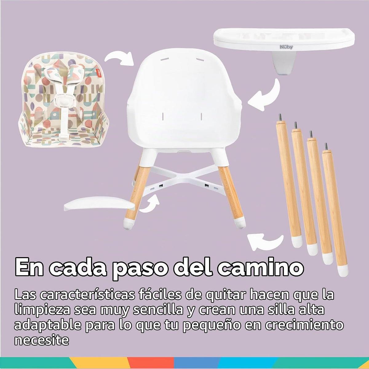Nuby - Silla alta multiusos 4 en 1 | Estampado Geométrico