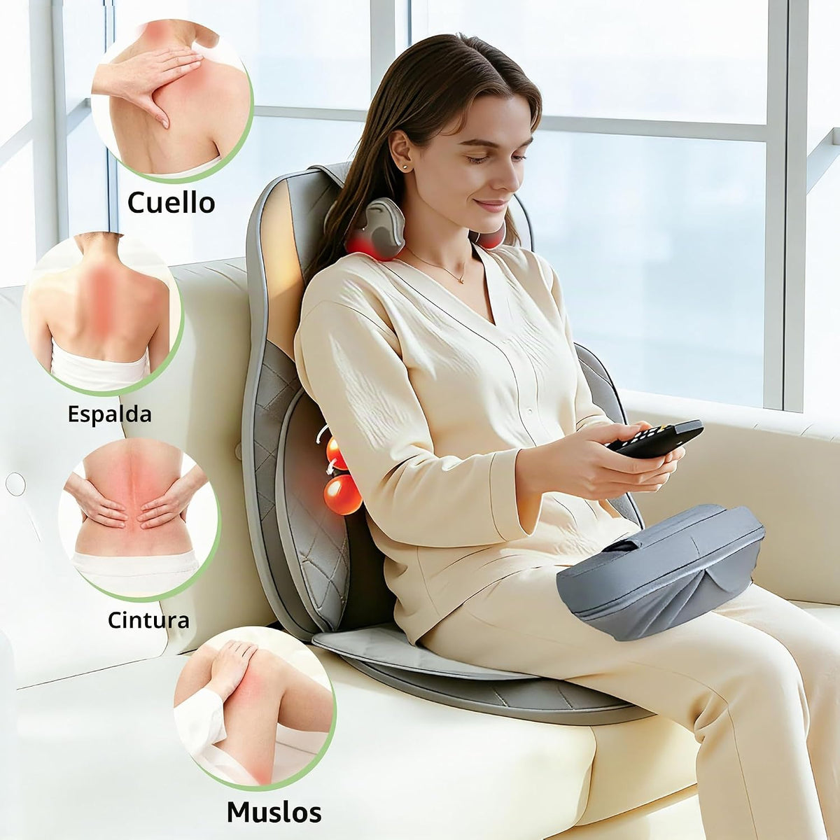 FIRRLUCO Shiatsu Masajeador de cuello y espalda con calor, masajead...