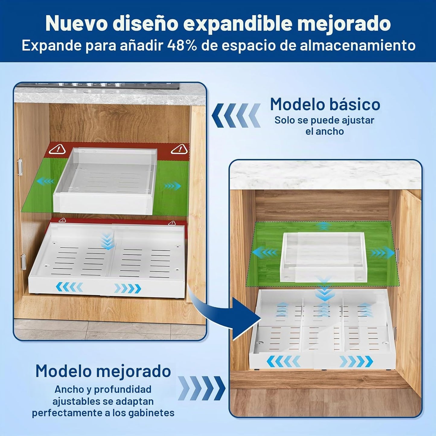Insputer Organizador de gabinete extraíble expandible (12.4-20.08 p...