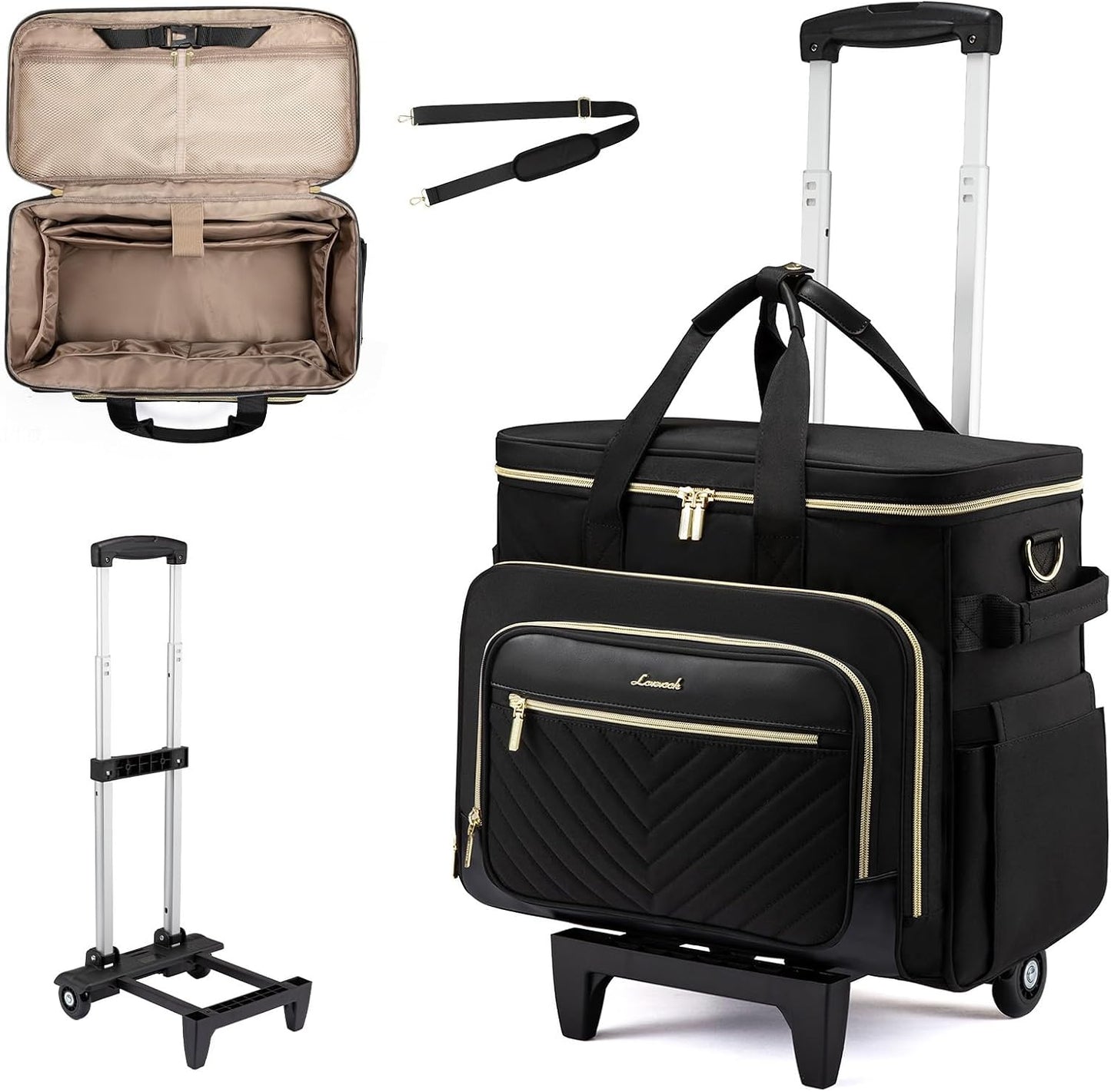 LOVEVOOK Bolsa con ruedas para profesor, bolsa para laptop con plat...