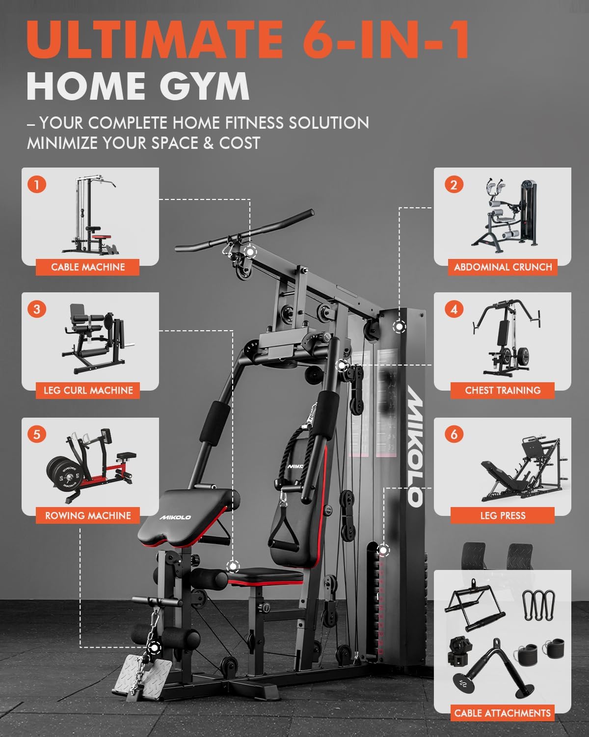 Mikolo Gimnasio en casa, estación de entrenamiento con pila de pesa...