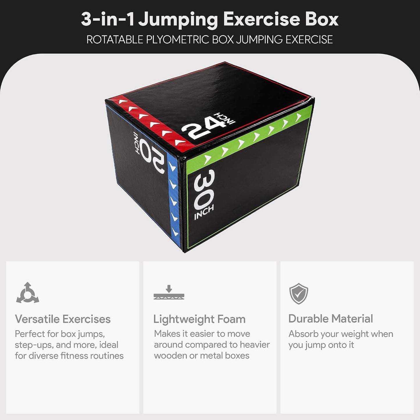 BalanceFrom Caja de salto pliométrica de espuma 3 en 1 para gimnasi...