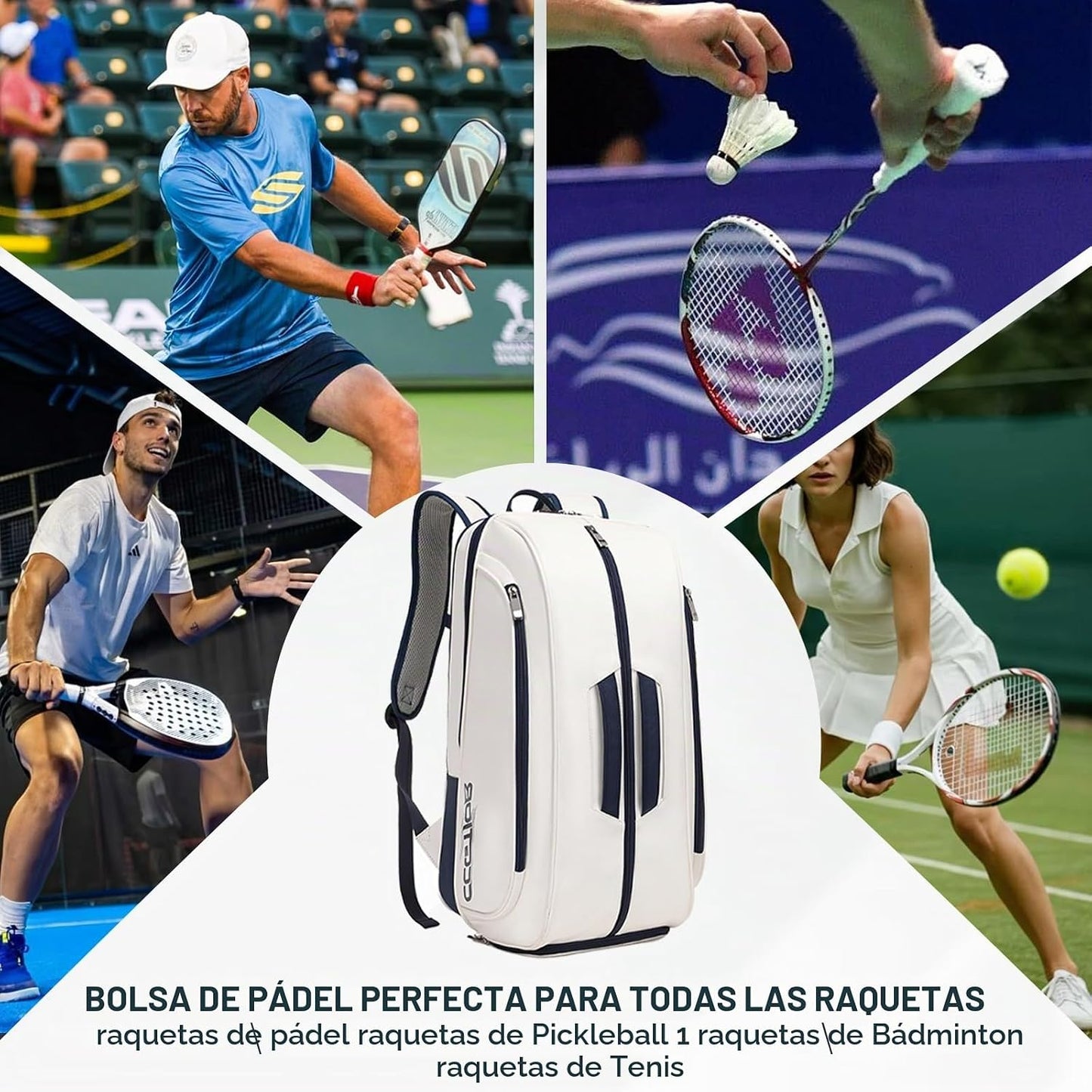 CCGTIOR Bolsa para Raqueta De Tenis Mochila Pickleball Padel con Co...