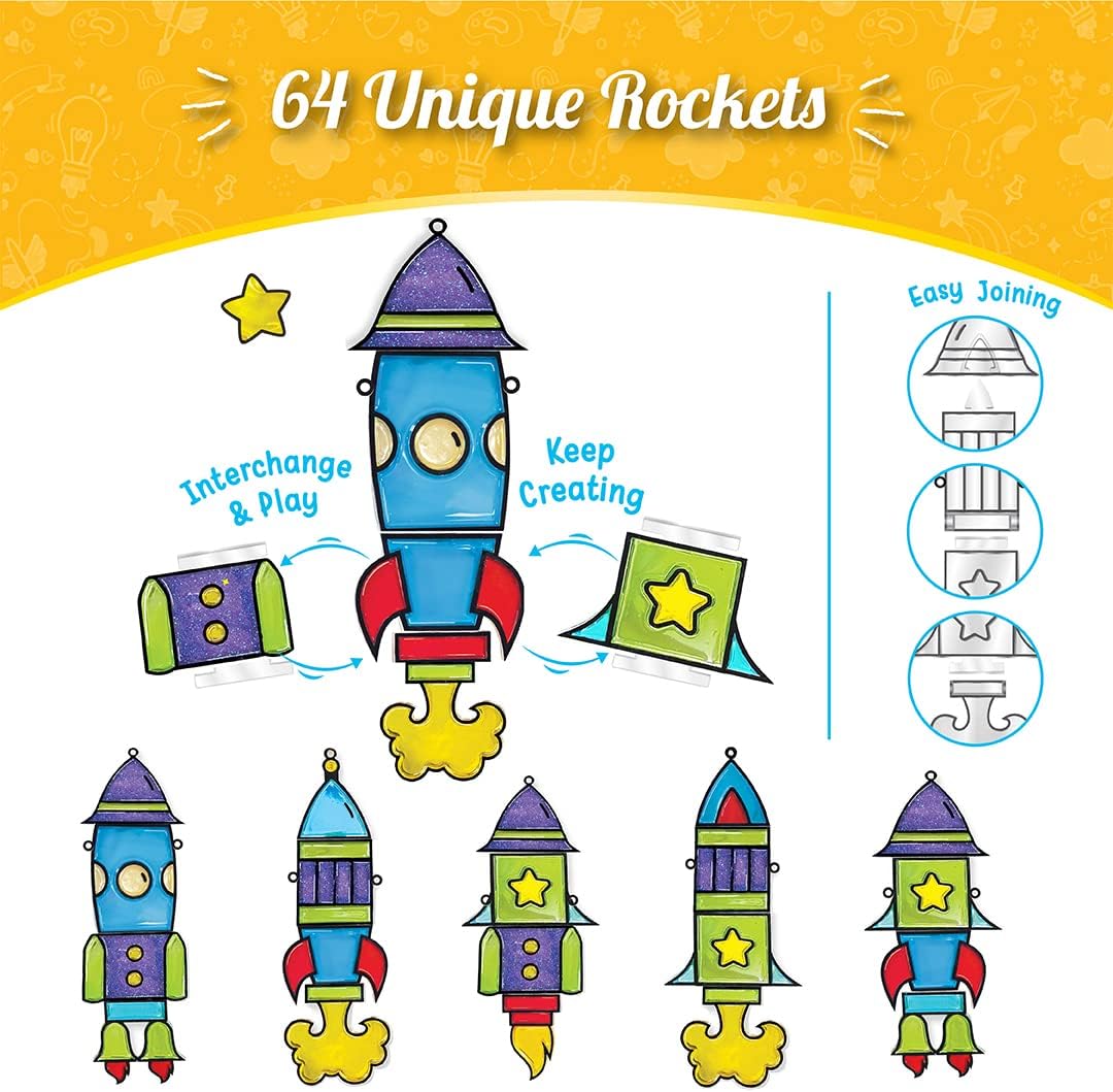 Imagimake Arte de ventana - Rocket, kit de atrapasoles de 16 piezas...