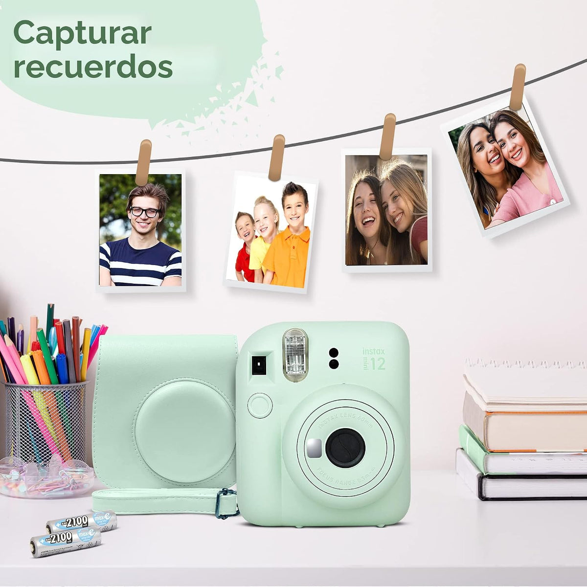 Fujifilm Instax Mini 12 Instant Camera Blossom Pink y 60 hojas de p...