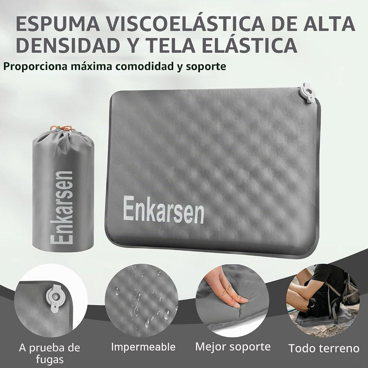 Enkarsen Cojín inflable para asiento de viaje, almohadilla de espum...