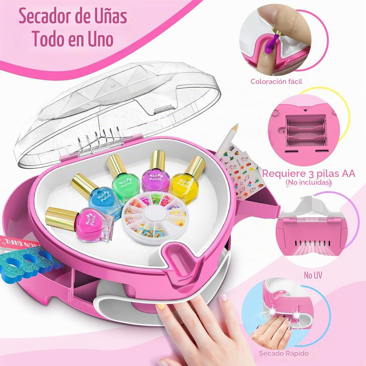 Ylovetoys Juego de esmaltes de uñas para niñas, kit de arte de uñas...