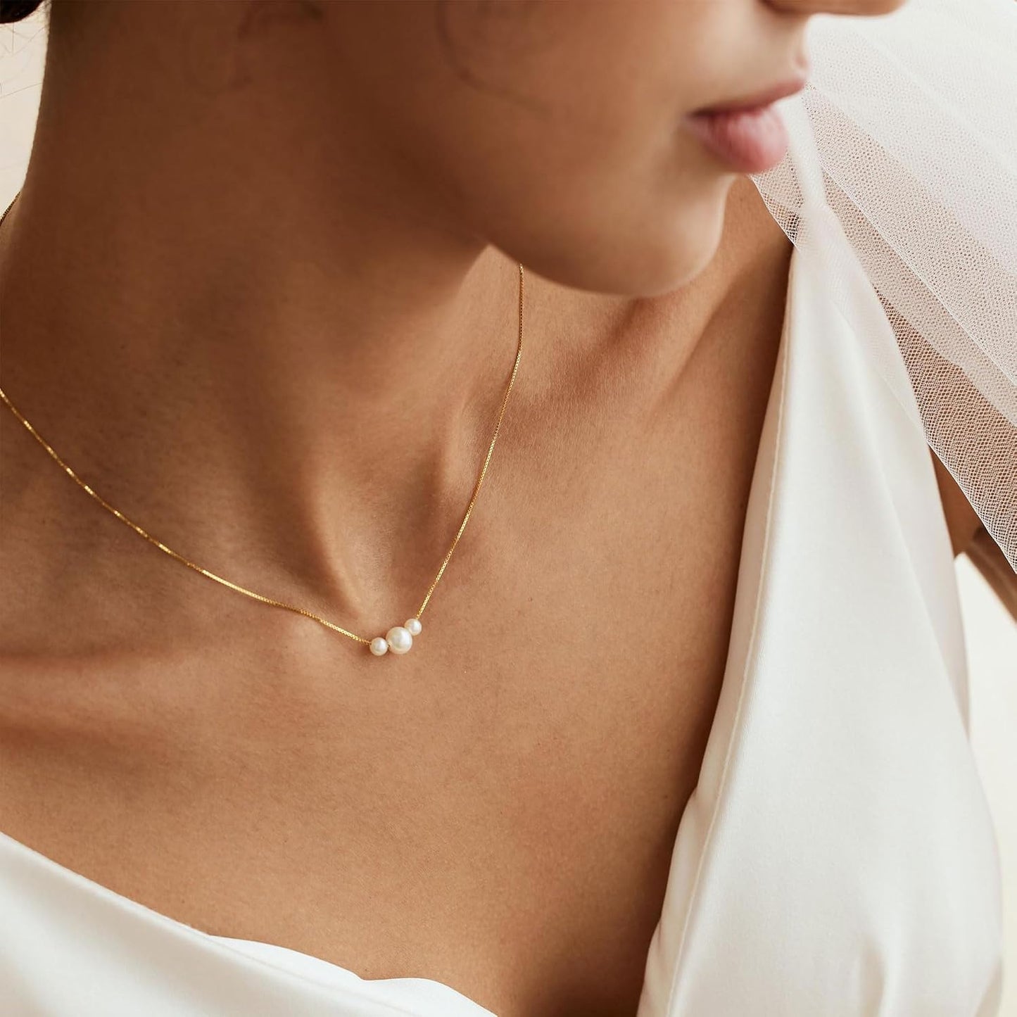 Decholly - Collares de perlas doradas para mujer, a la moda. Collar...