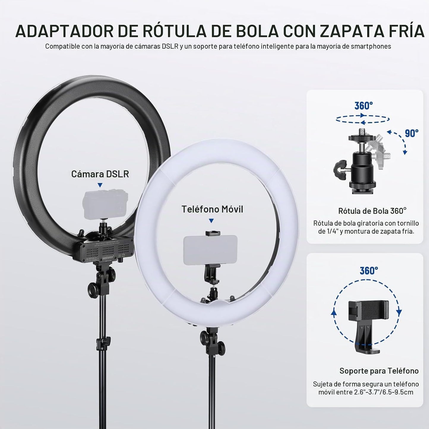 NEEWER Kit de luz de anillo de 55 W, 18"\/45 cm [Nueva versión]...
