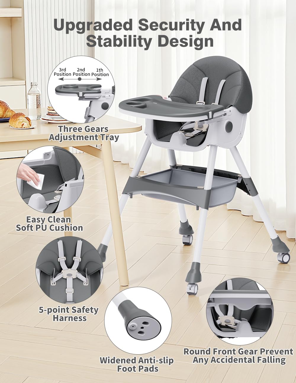 Sillas altas para bebés y niños, 4 en 1, silla alta para bebé conve...