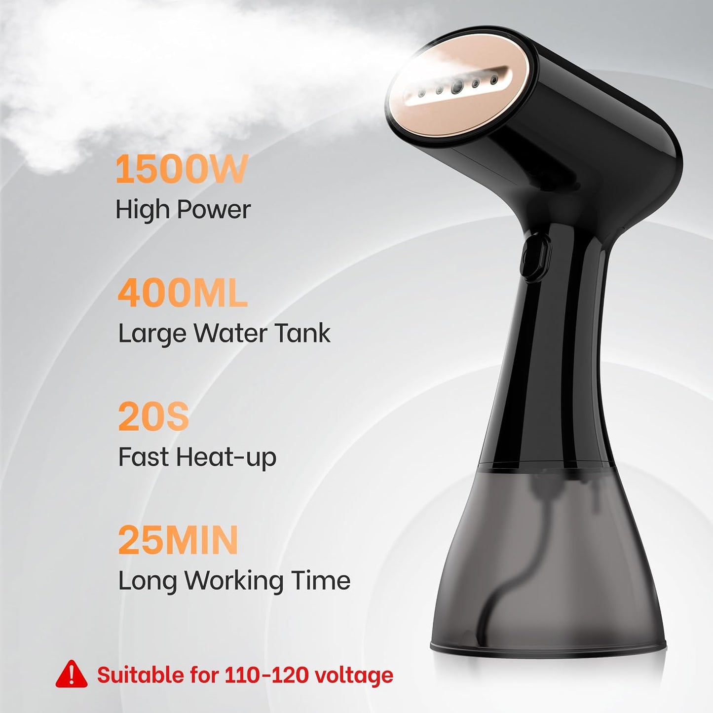 GS01 Vaporizador de ropa de mano, tanque de agua grande de 13.5 fl...