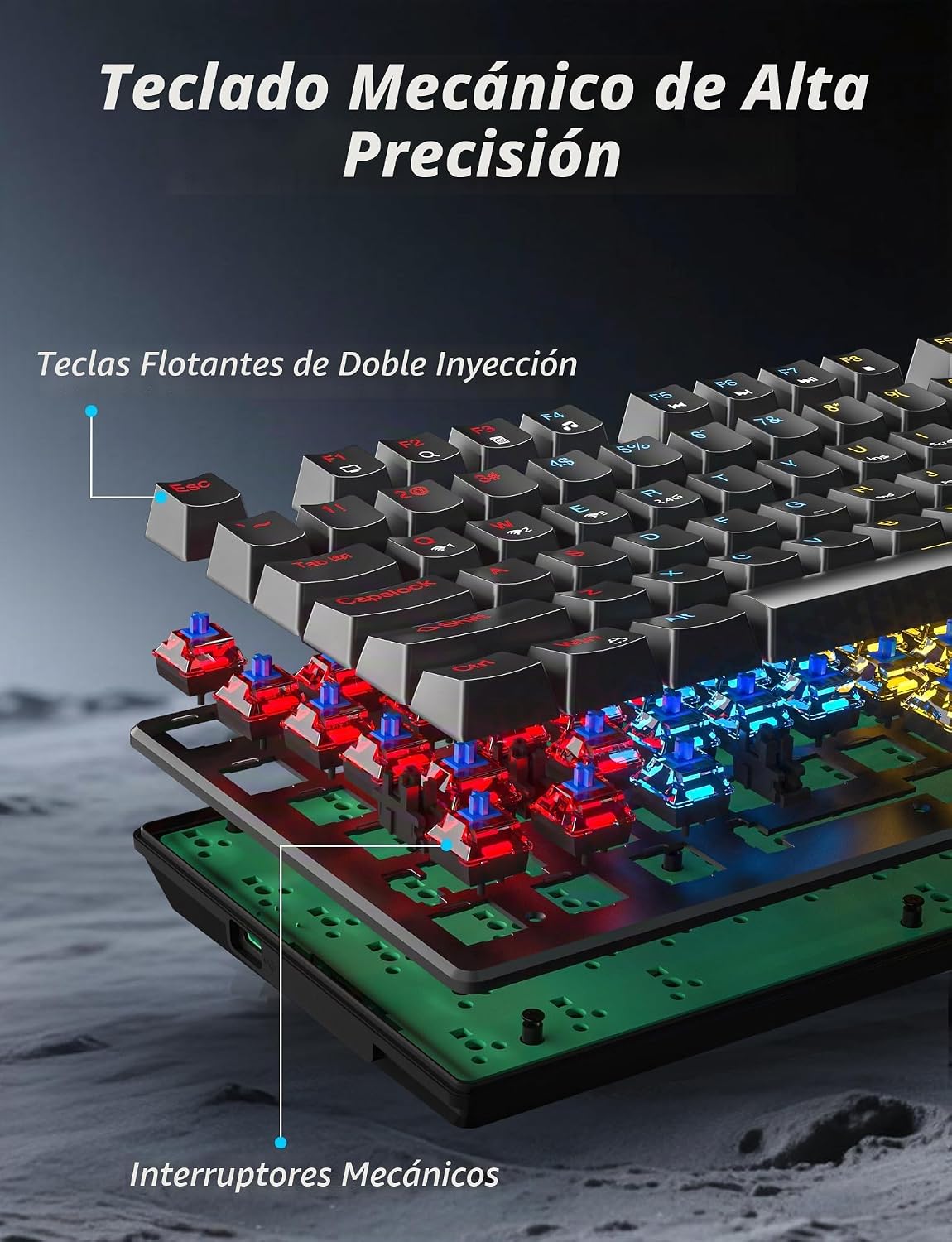 Combo de teclado mecánico inalámbrico y mouse, teclado para juegos...
