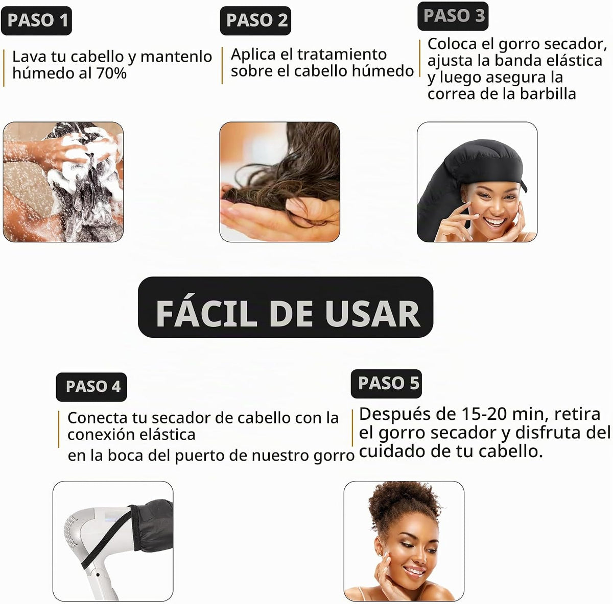 Accesorio de secador de pelo grande para mechones, rastas y cabello...