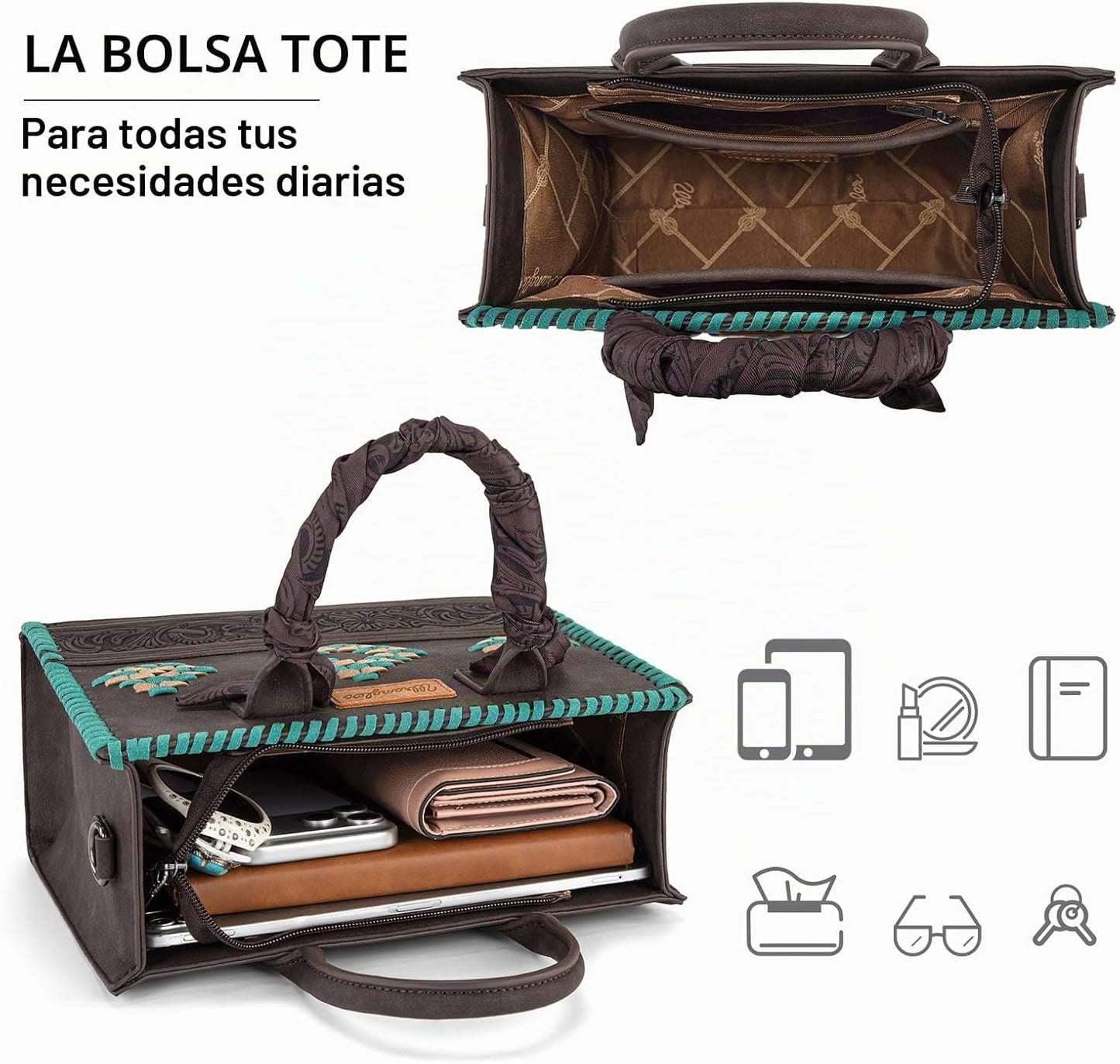 Montana West Wrangler Tooling Tote Bag para mujer, bolsos con asa s...