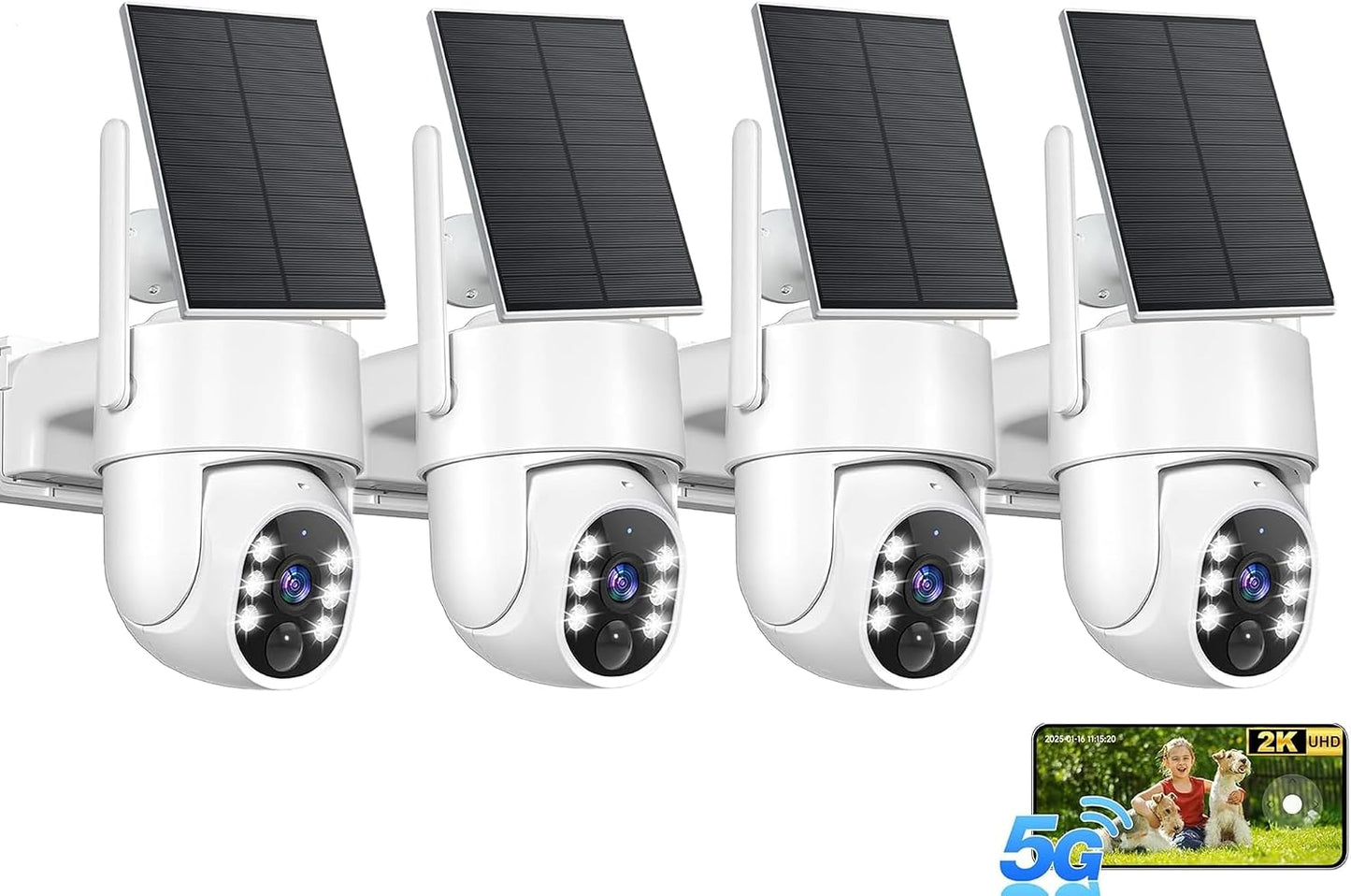 Sistema de cámara de seguridad 2K, cámaras inalámbricas solares WiF...