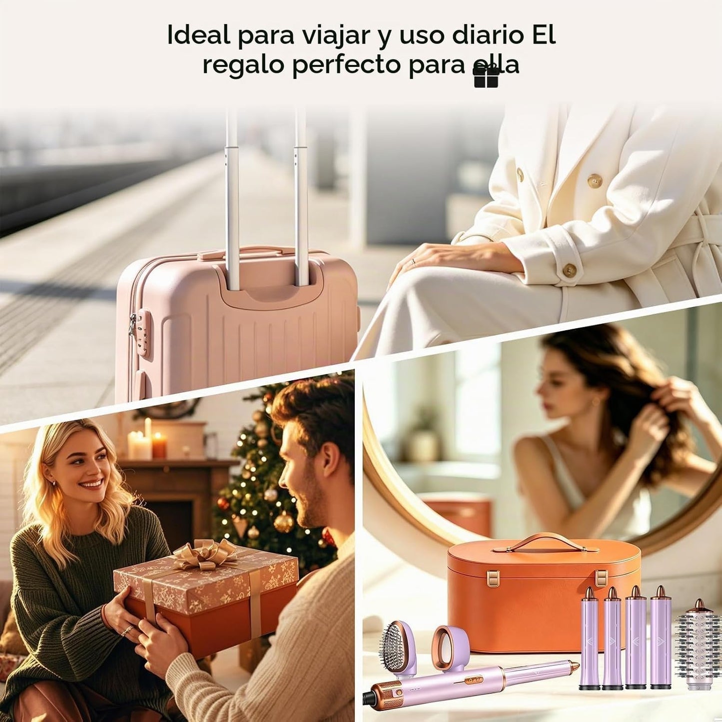 Secador de pelo de iones negativos 7 en 1, juego de estilizadores d...