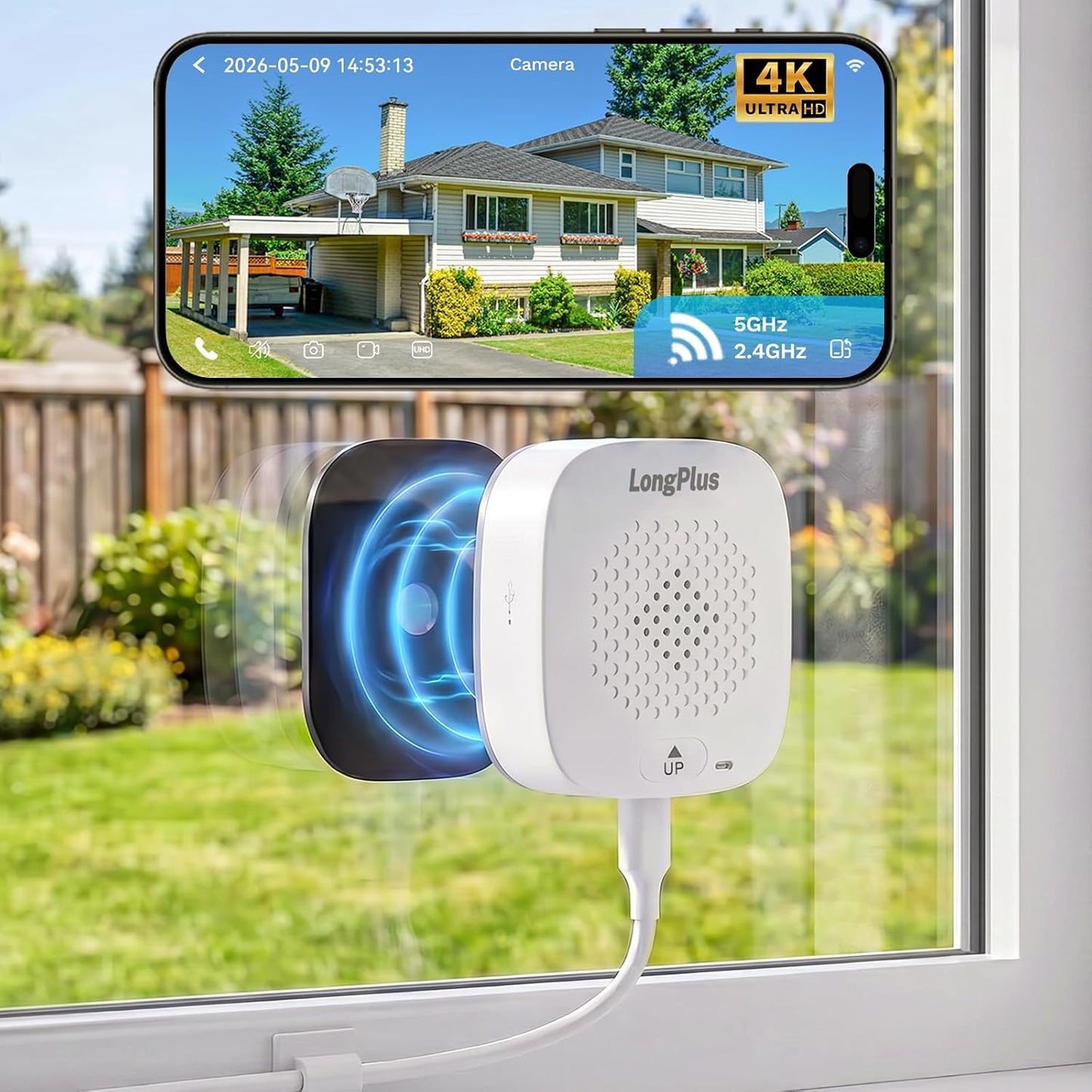 LongPlus Cámara de ventana de 8MP 4K WiFi 6 Safeview Cámara de segu...