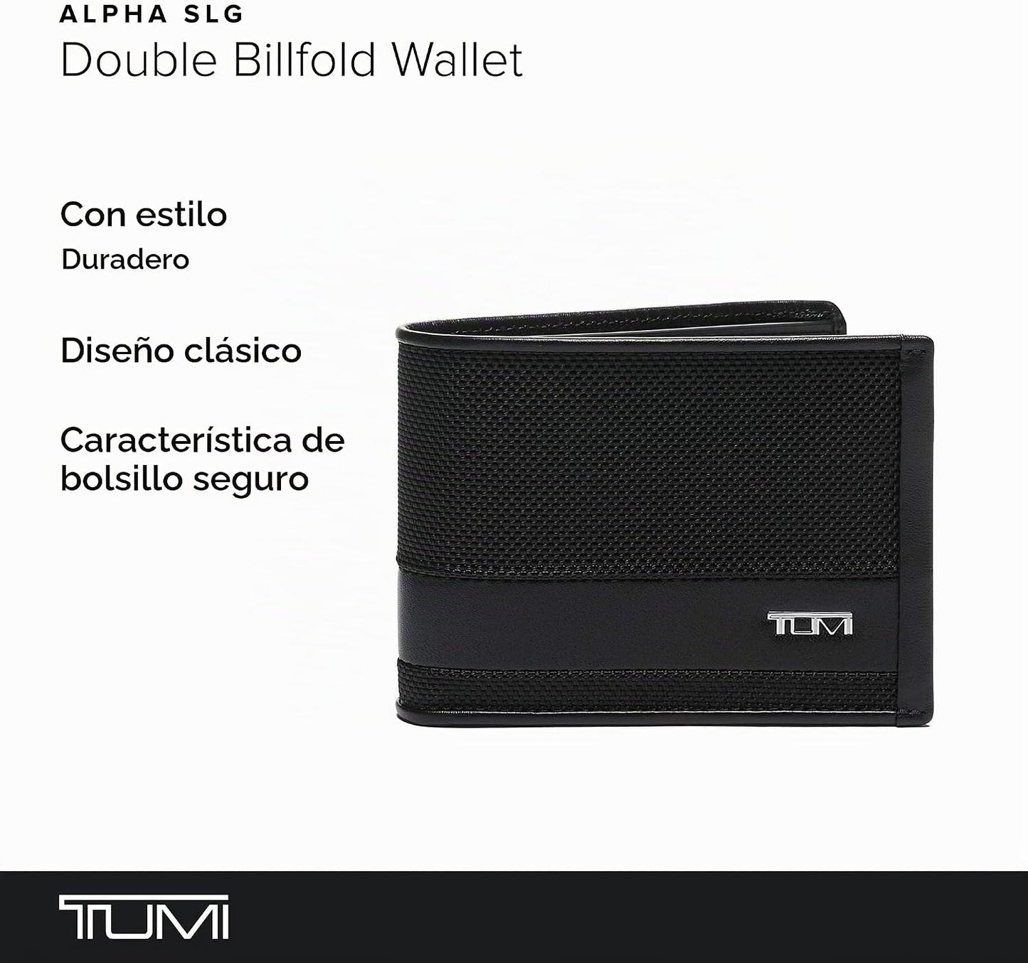 TUMI - Billetera doble Alpha para hombre, Negro -, Alfa Doble Bille...