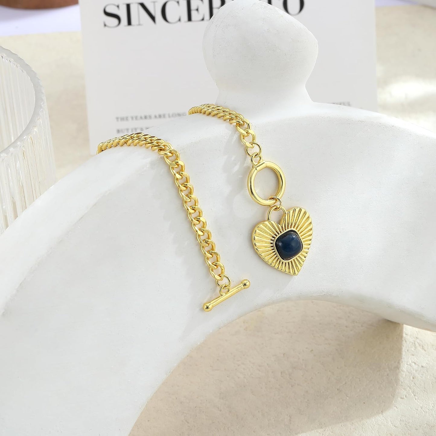 JIKASI Collar de corazón para mujer, delicado chapado en oro de 14...