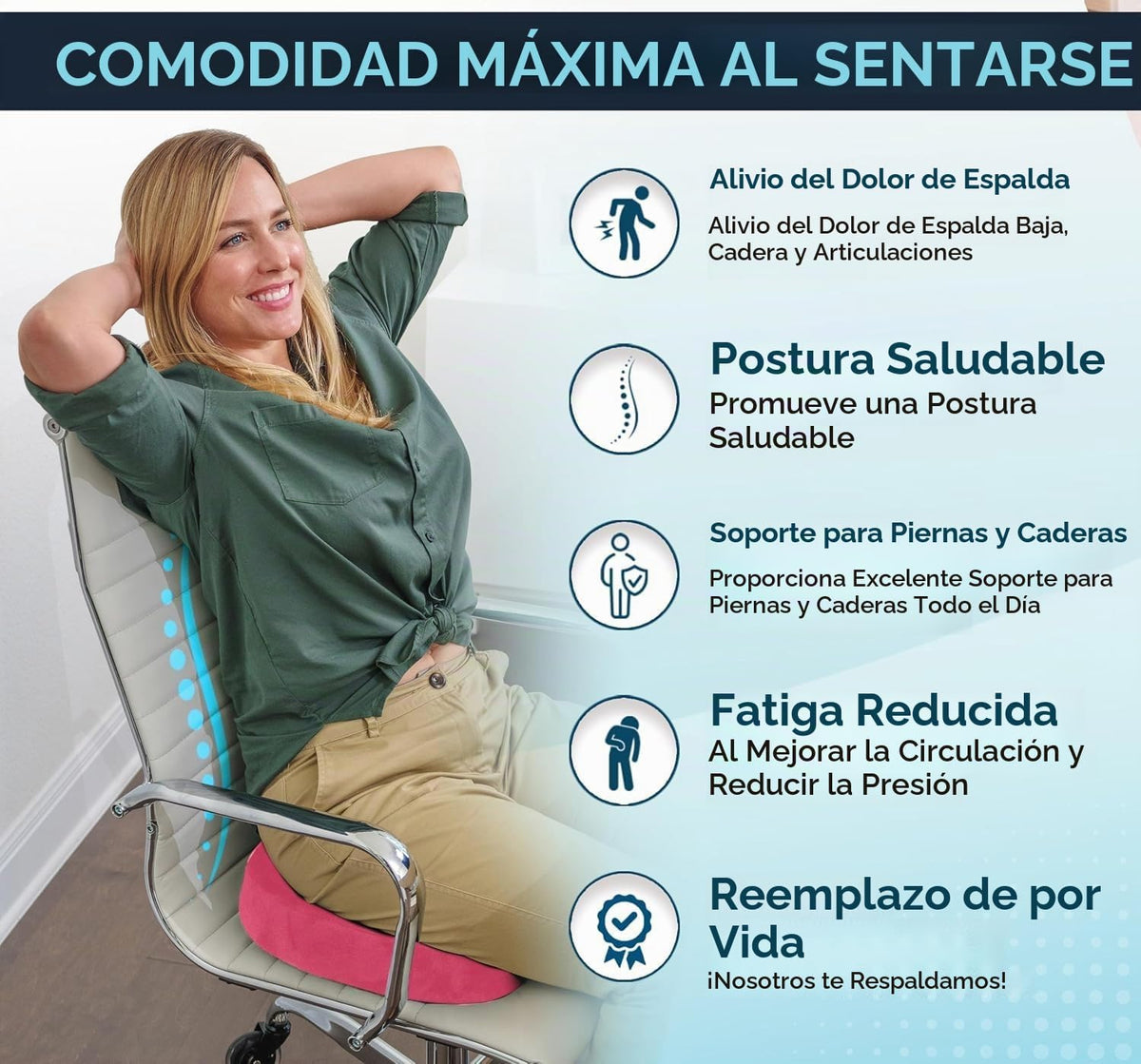 ComfiLife - Cojín prémium de gel y espuma viscoelástica para silla...