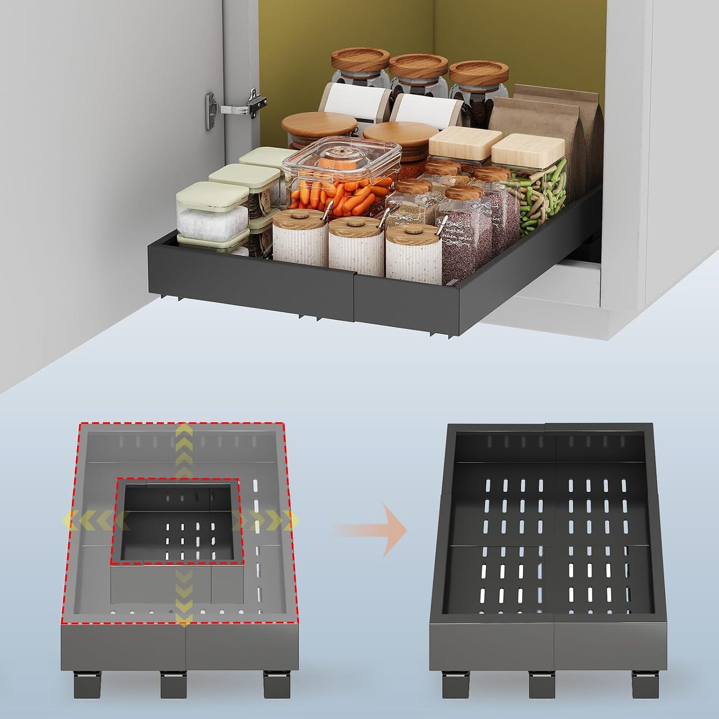 Organizador de Gabinete Extraíble, Ancho Expandible (28 cm-41 cm),...