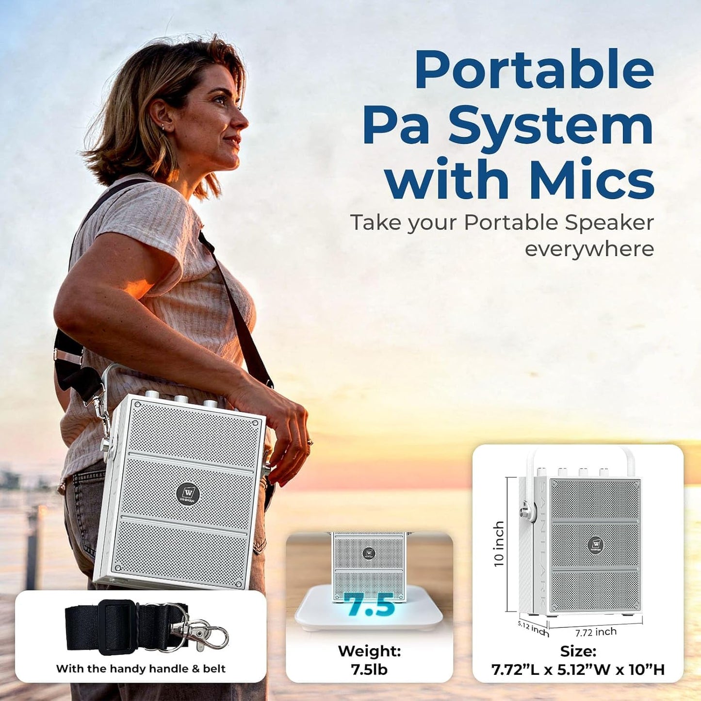 Amplificador de voz inalámbrico de 100 W, altavoz Bluetooth fuerte...