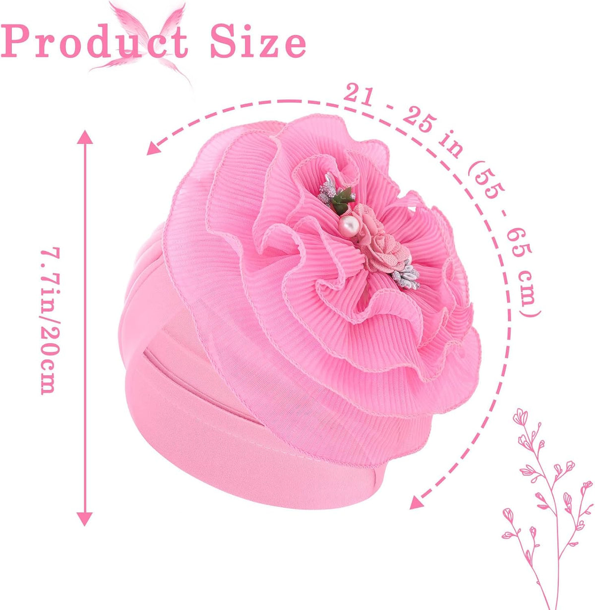 Bohend Gorro de turbantes de flores, nudo de perla, gorro preatado...
