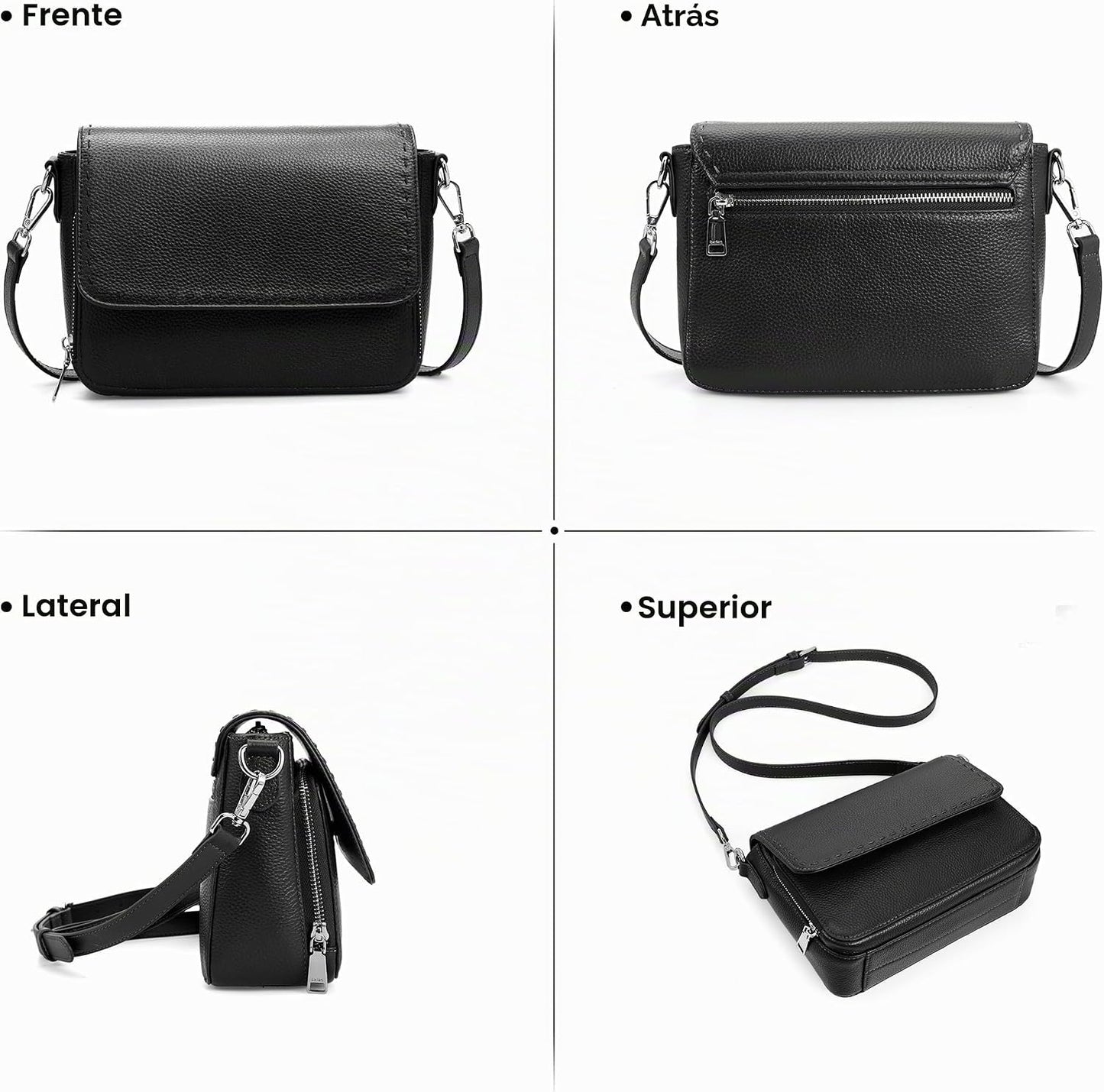 befen Bolsos cruzados de cuero genuino para mujer, bolso mediano co...