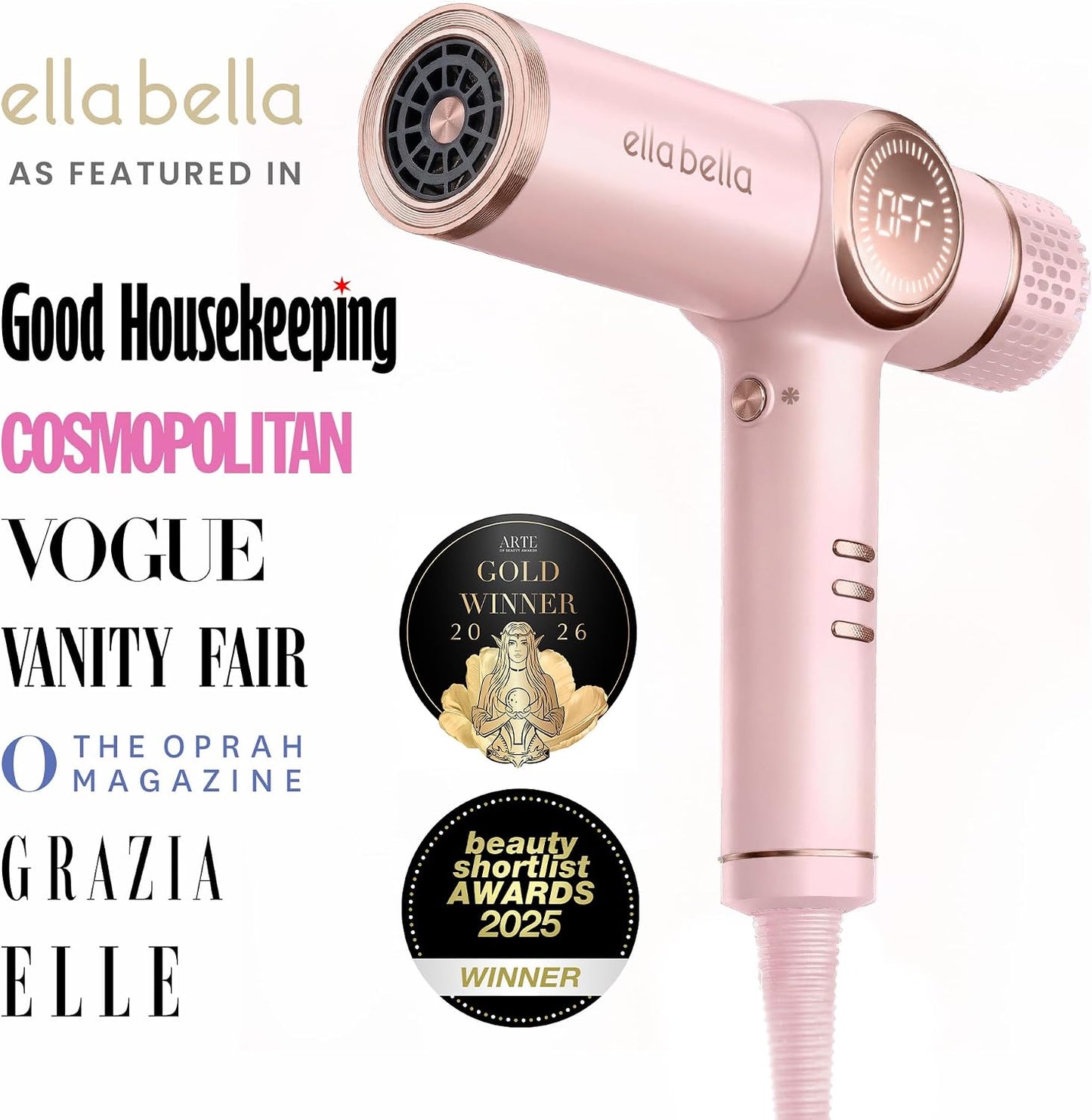 ELLA BELLA® - Secador de pelo iónico profesional con difusor \u2022...