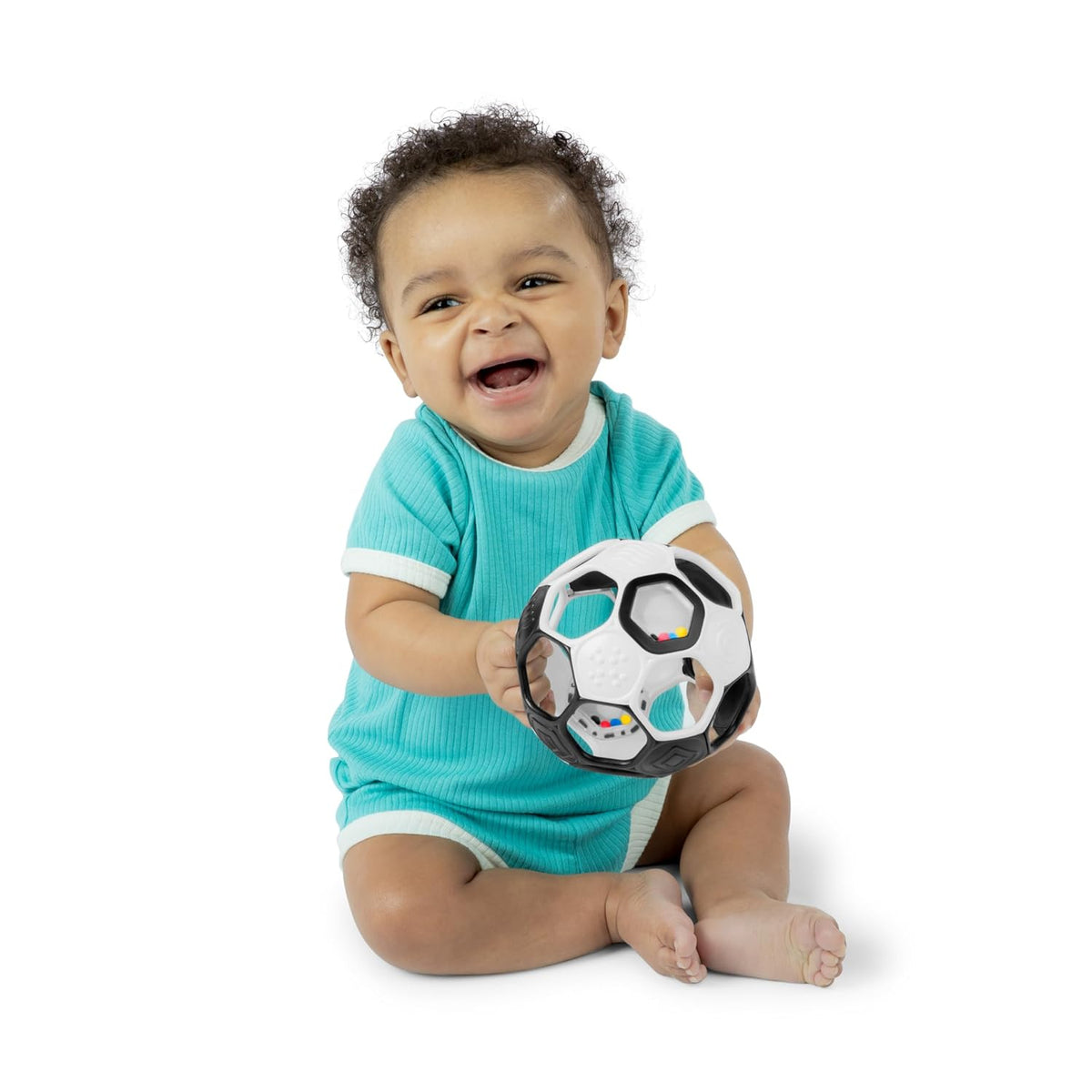Bright Starts Oball Grippin' Goals Rattle Balón de Fútbol - Neg...