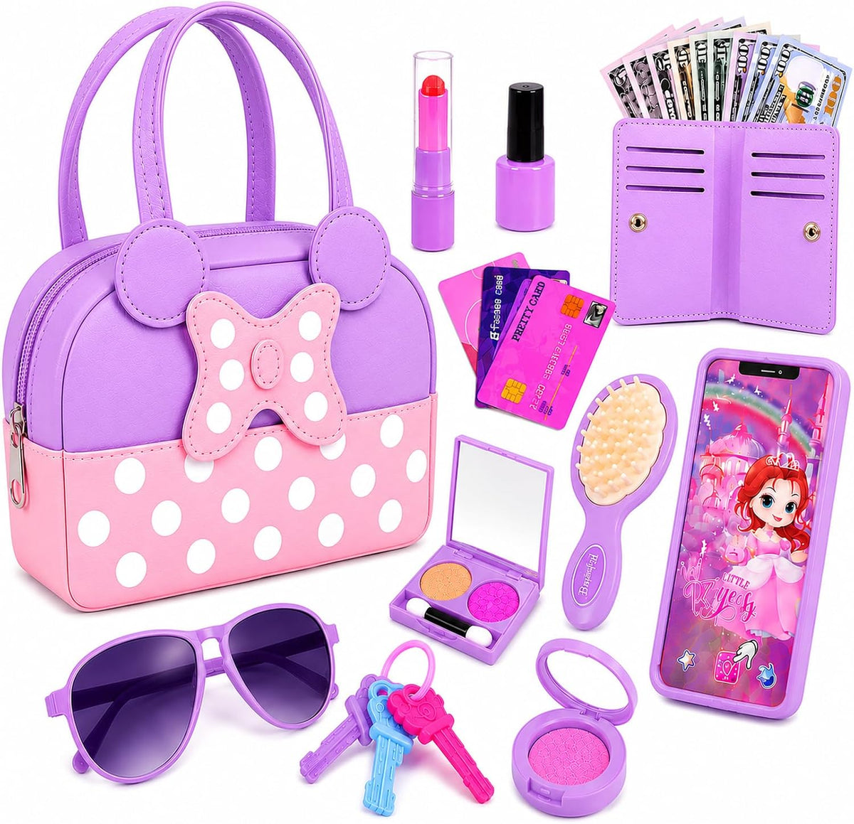Bolso de juego de fantasía para niñas pequeñas, bolso de niña con j...