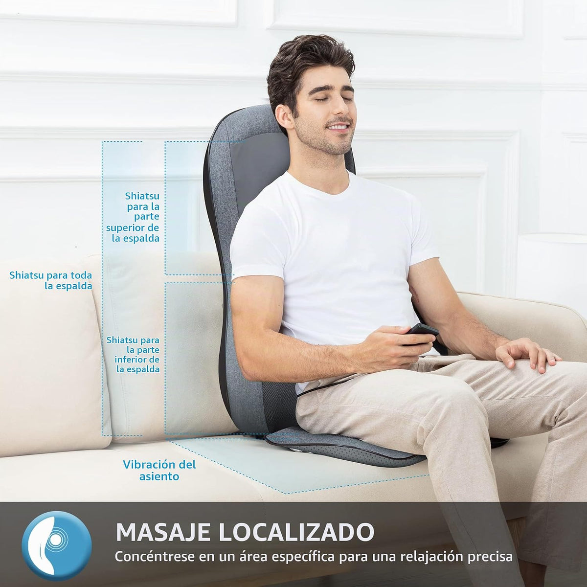 COMFIER Shiatsu - Masajeador de espalda con calor, almohadilla de s...