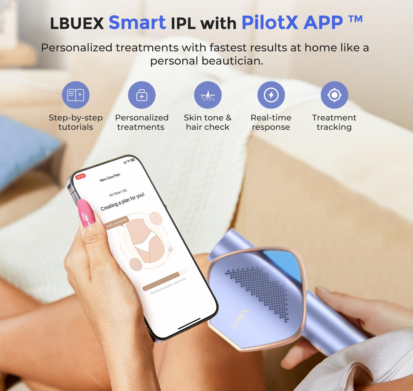 LUBEX Depilación láser IPL permanente inteligente para mujeres y ho...