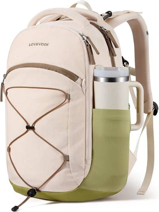 LOVEVOOK Mochila de viaje para laptop, Beige - Verde Mostaza - Verd...