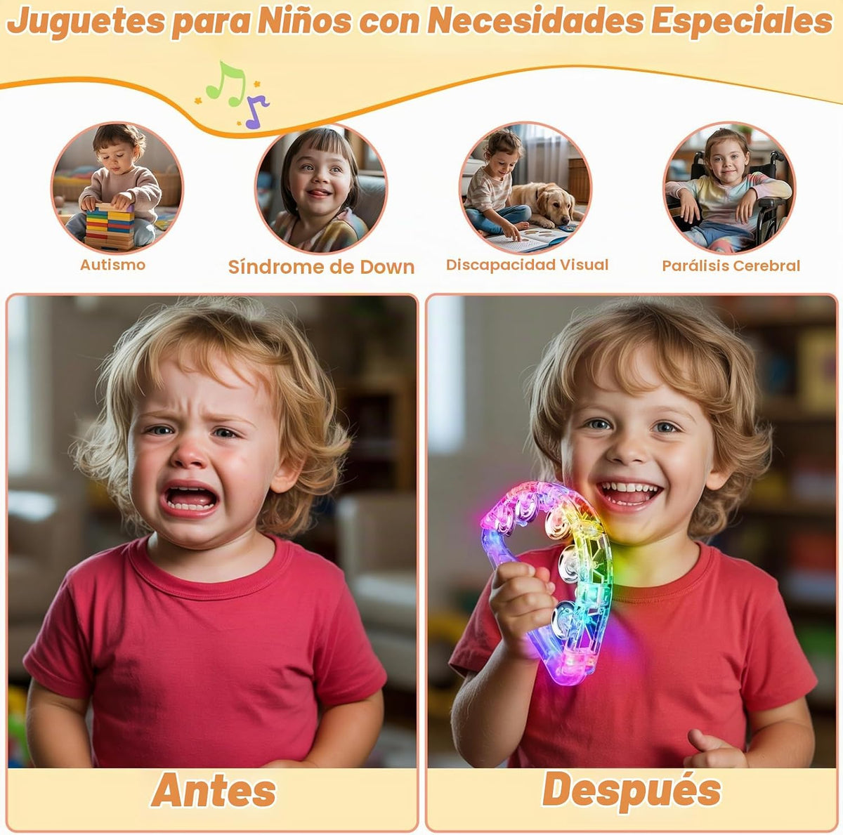Aywewii Panderetas LED para niños y adultos, juguetes sensoriales,...