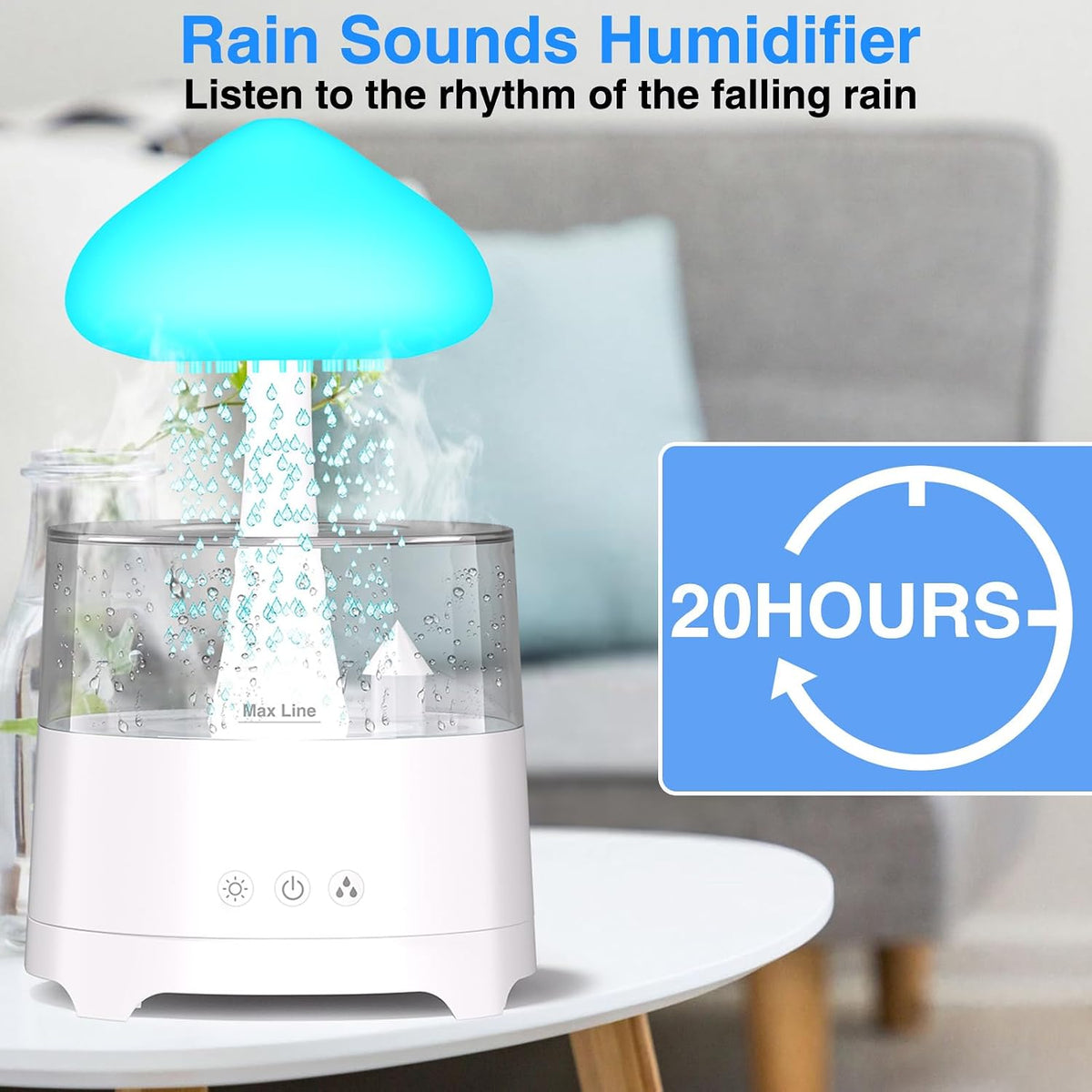 Diffuserlove Difusor de lluvia Nube Humidificador 450ML Difusor Agu...