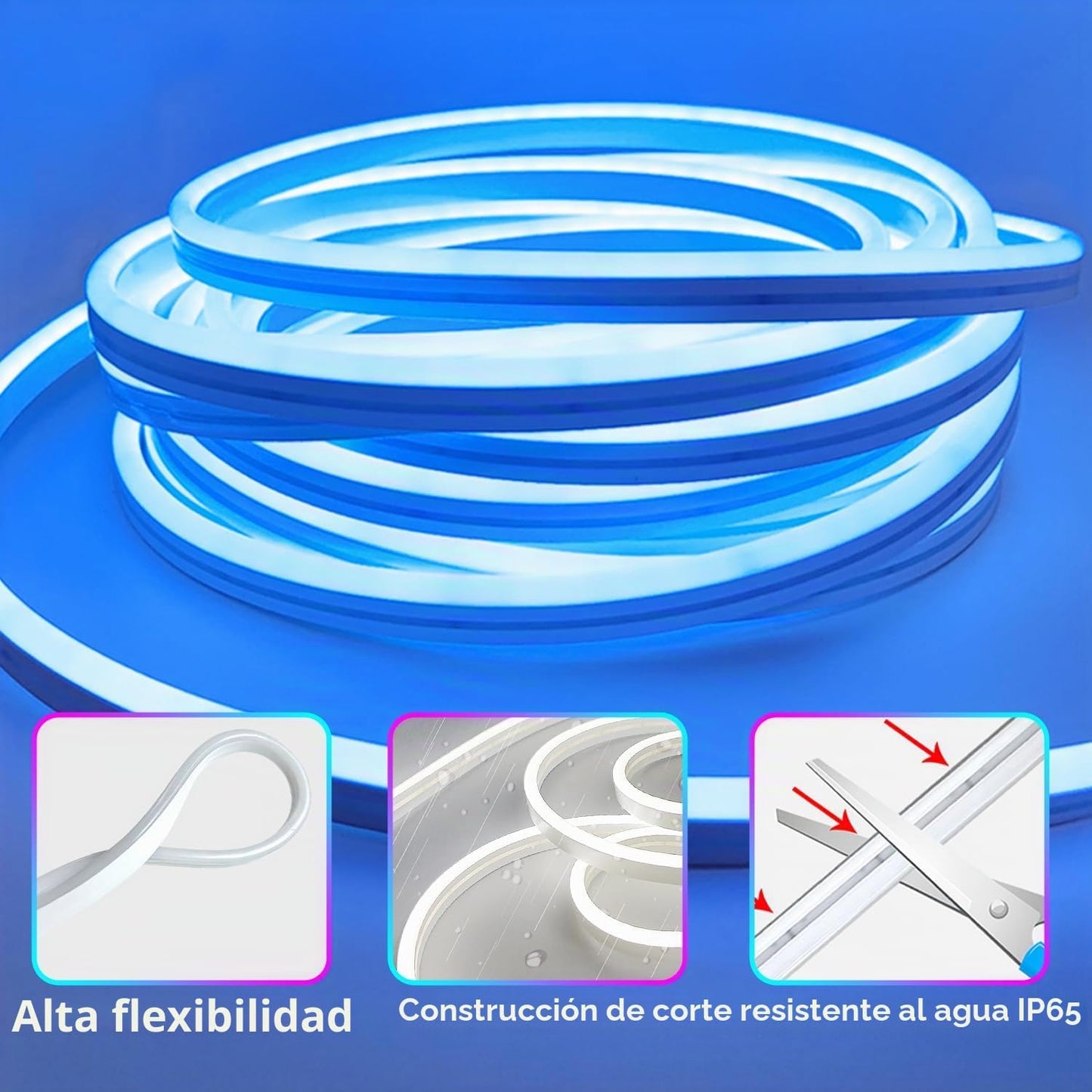 Luces de cuerda LED de neón de 132 pies con control por aplicación\...