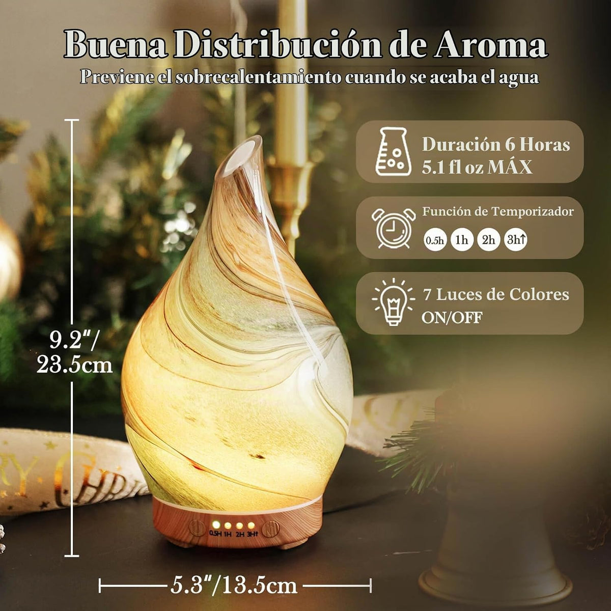 Porseme Difusor de aceite esencial de vidrio de 5.1 fl oz para arom...