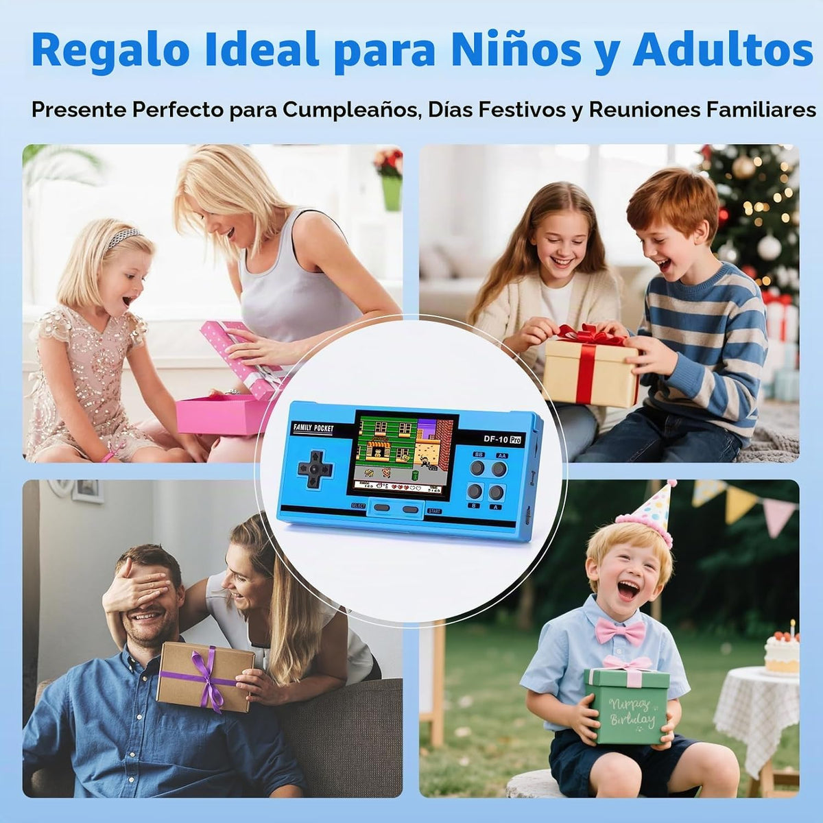 Juego de mano para niños, 10 juegos clásicos retro precargados, pan...