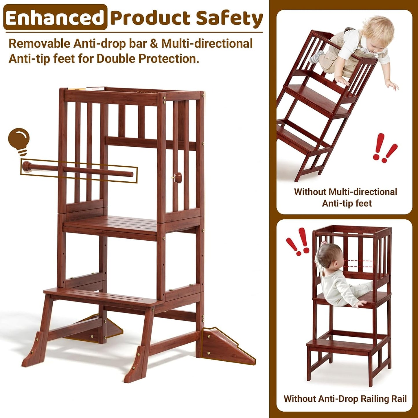 COSYLAND Torre de Pie para Niños Pequeños - Taburete de Cocina Ayud...