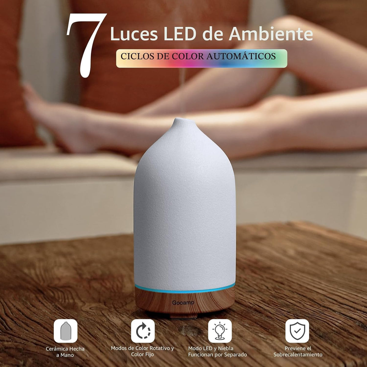Gooamp Difusor de Aceite Esencial Cerámico de 200ML - Aromaterapia...