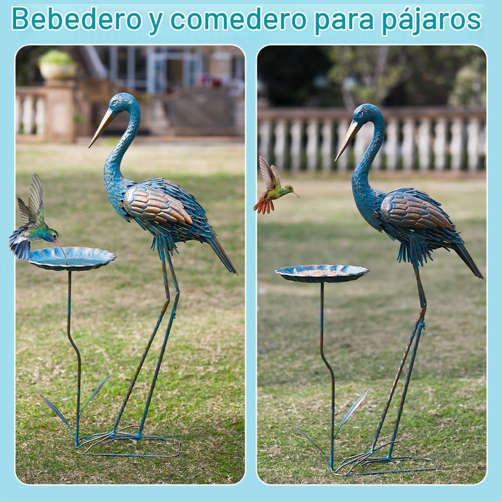 giole Estatua de jardín de grúa de metal para exterior, estatuas gr...