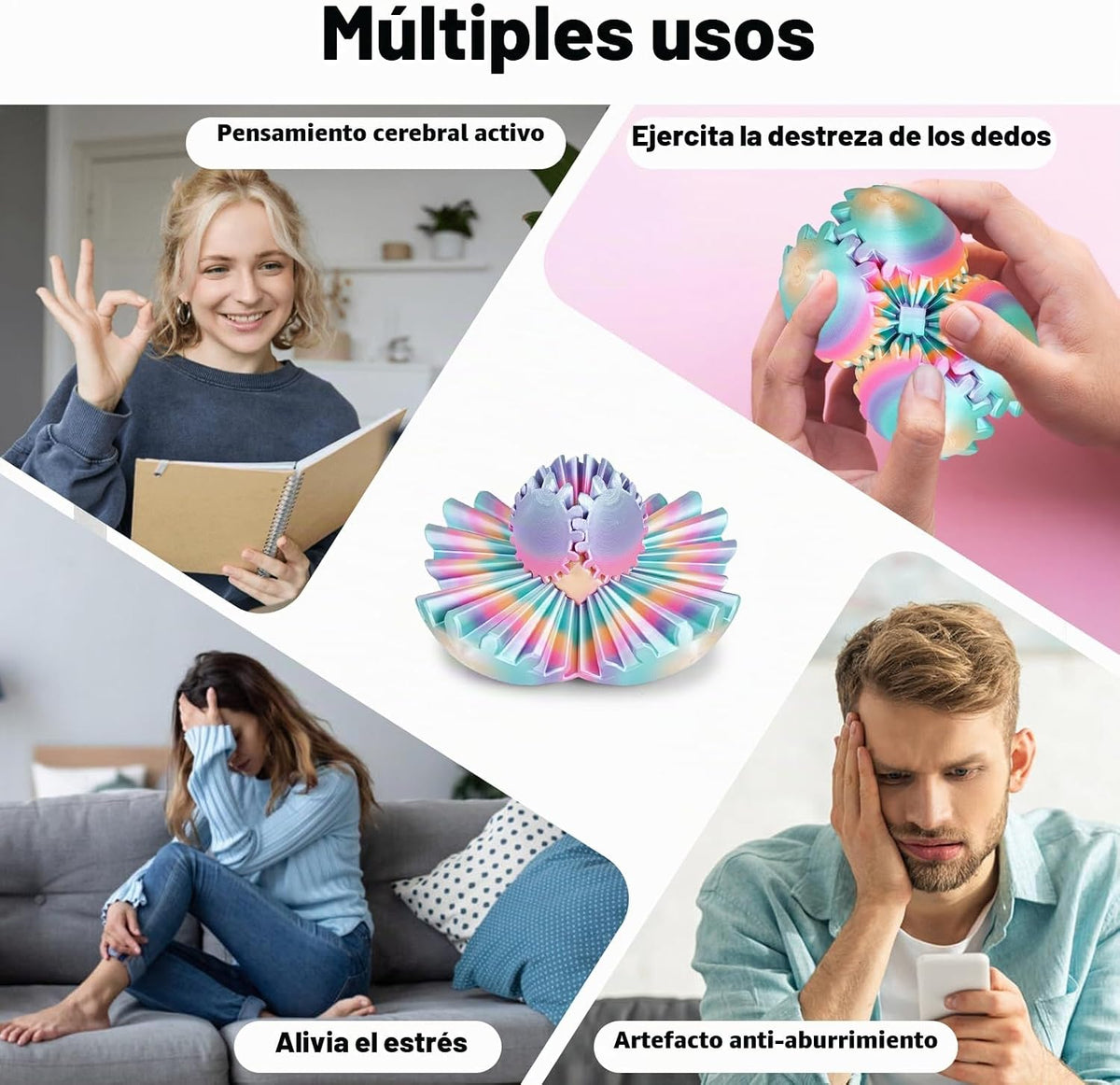 GearSphere Juguete Fidget de Bola Giratoria o Cubo Impreso en 3D, J...