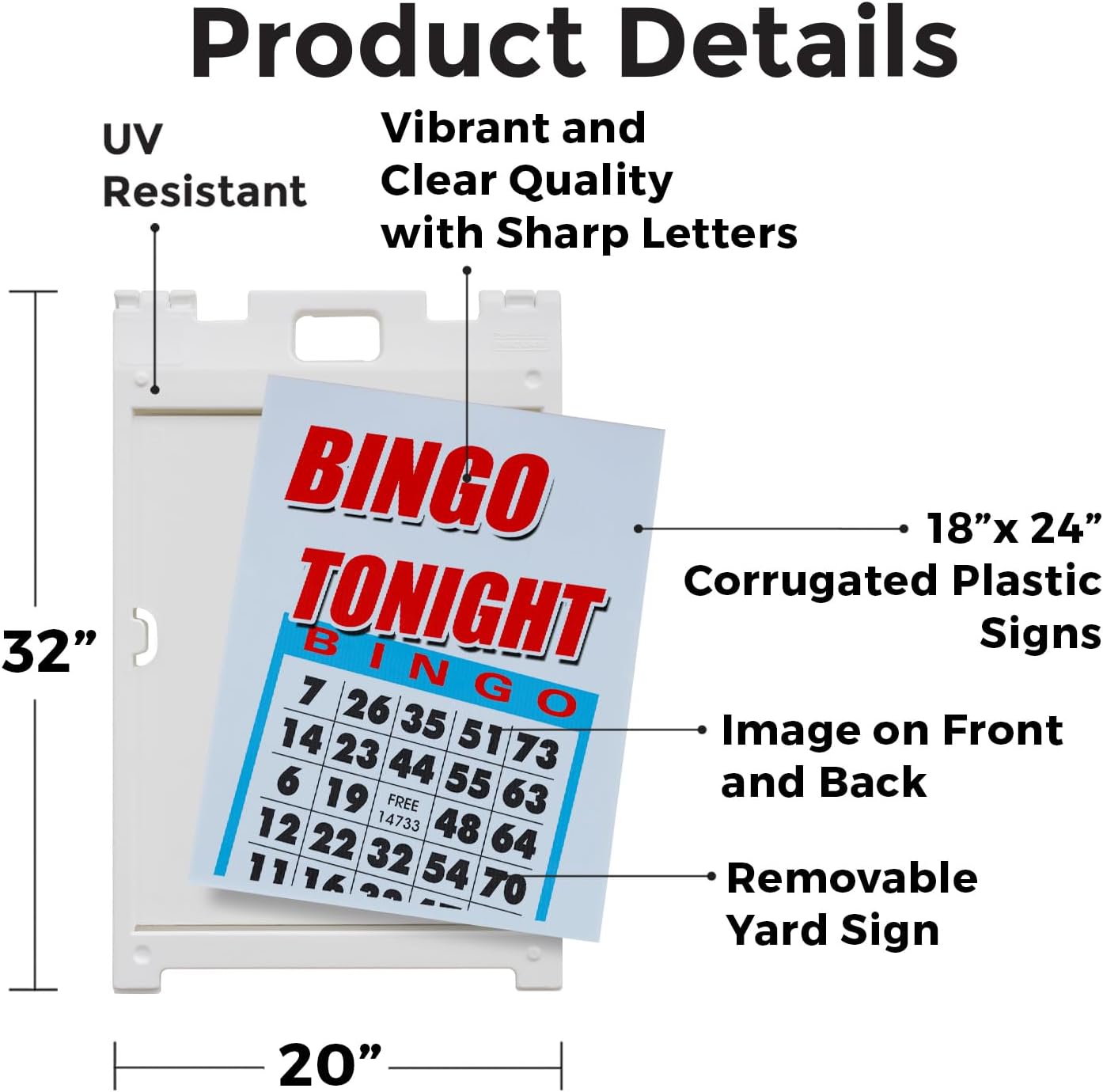 A-frame Sidewalk Bingo Tonight Letrero de doble cara con marco en A...