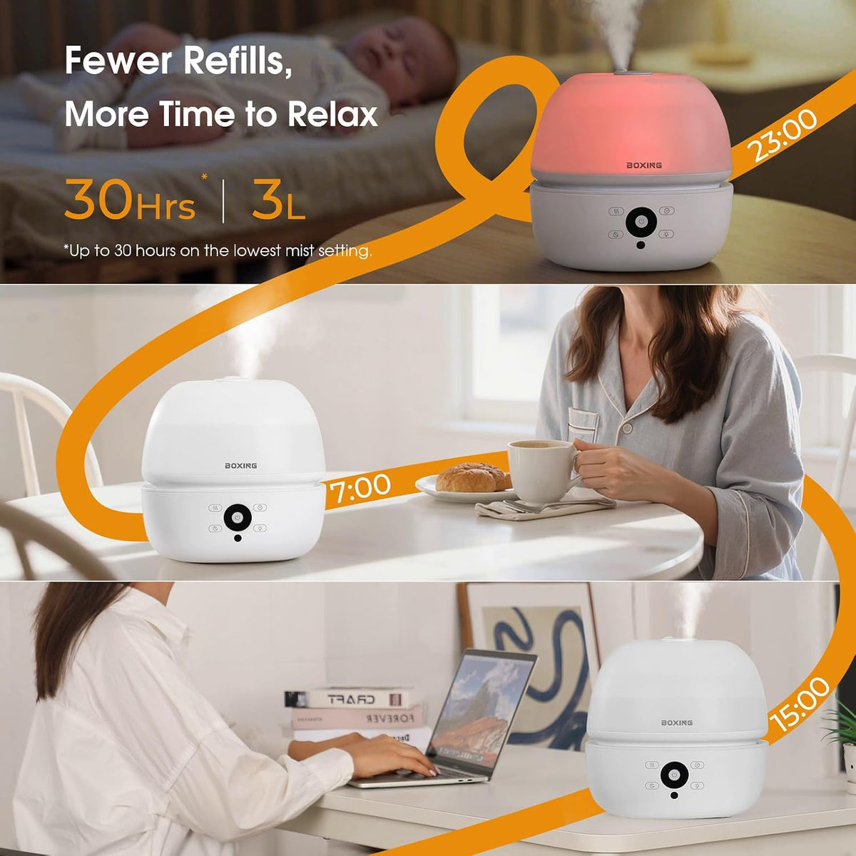 BOXING - Humidificadores de llenado superior para dormitorio para b...