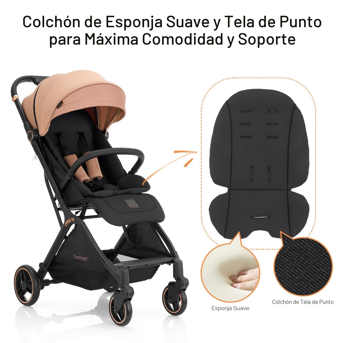 Gromast Gravity - Cochecito de bebé plegable \u2013 Cochecito portá...