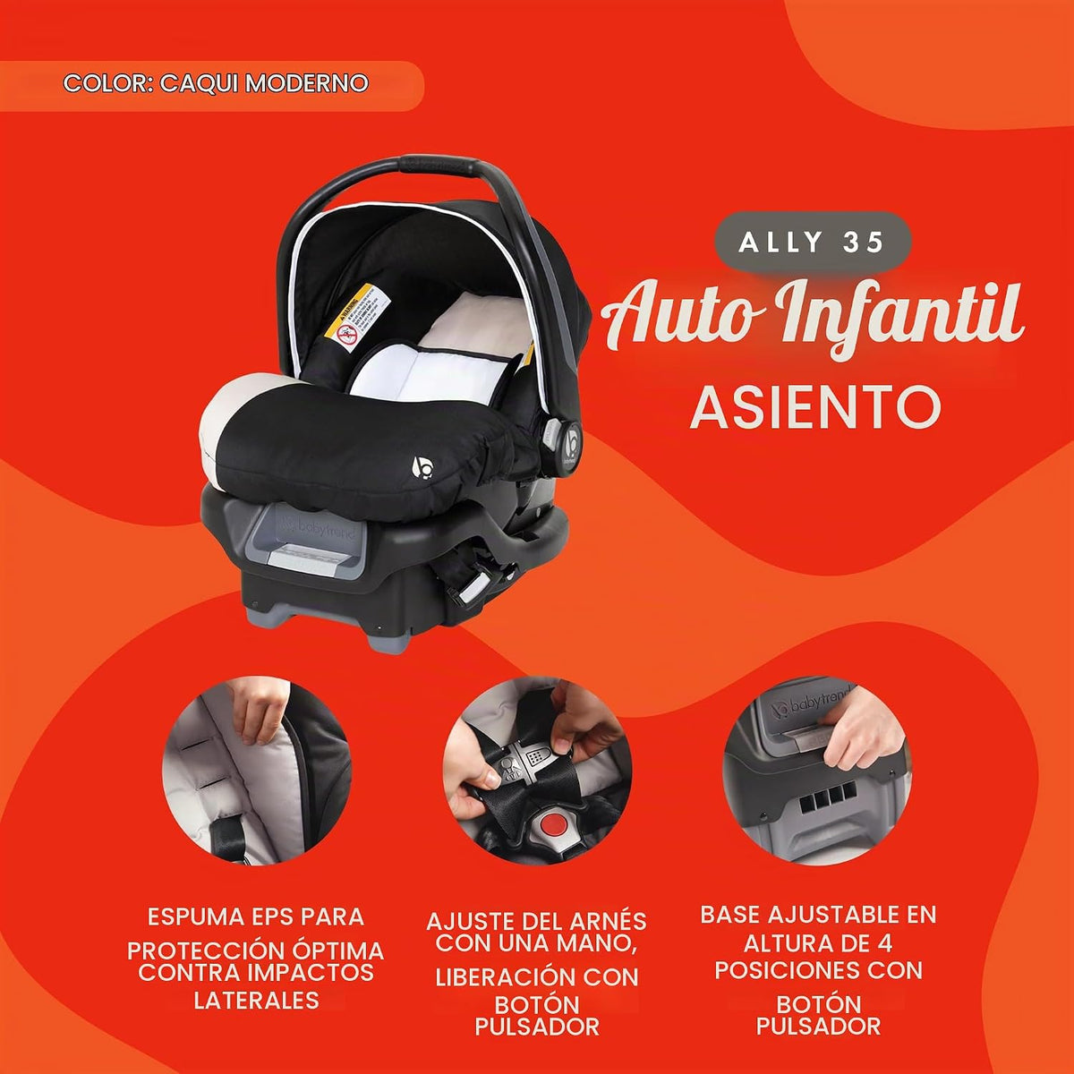 Baby Trend Ally Sistema de Viaje con Asiento de Automóvil Portátil...